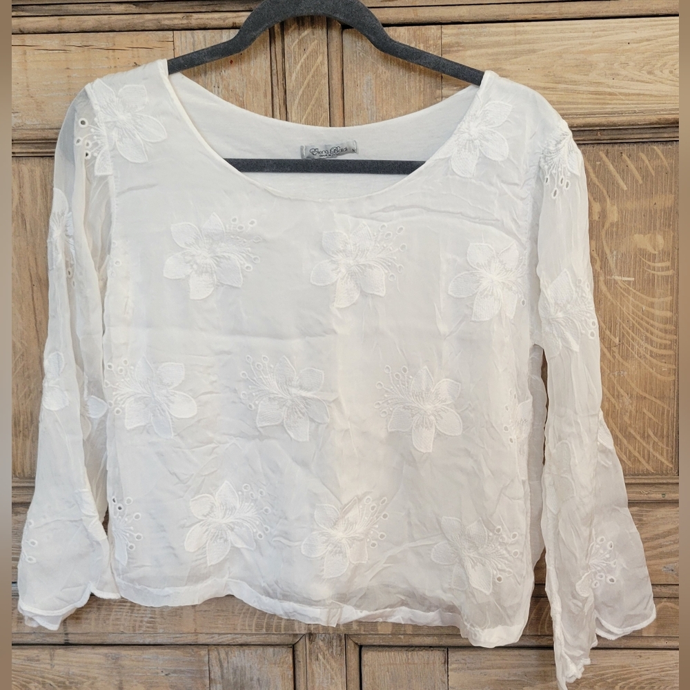 Silk White Floral Blouse